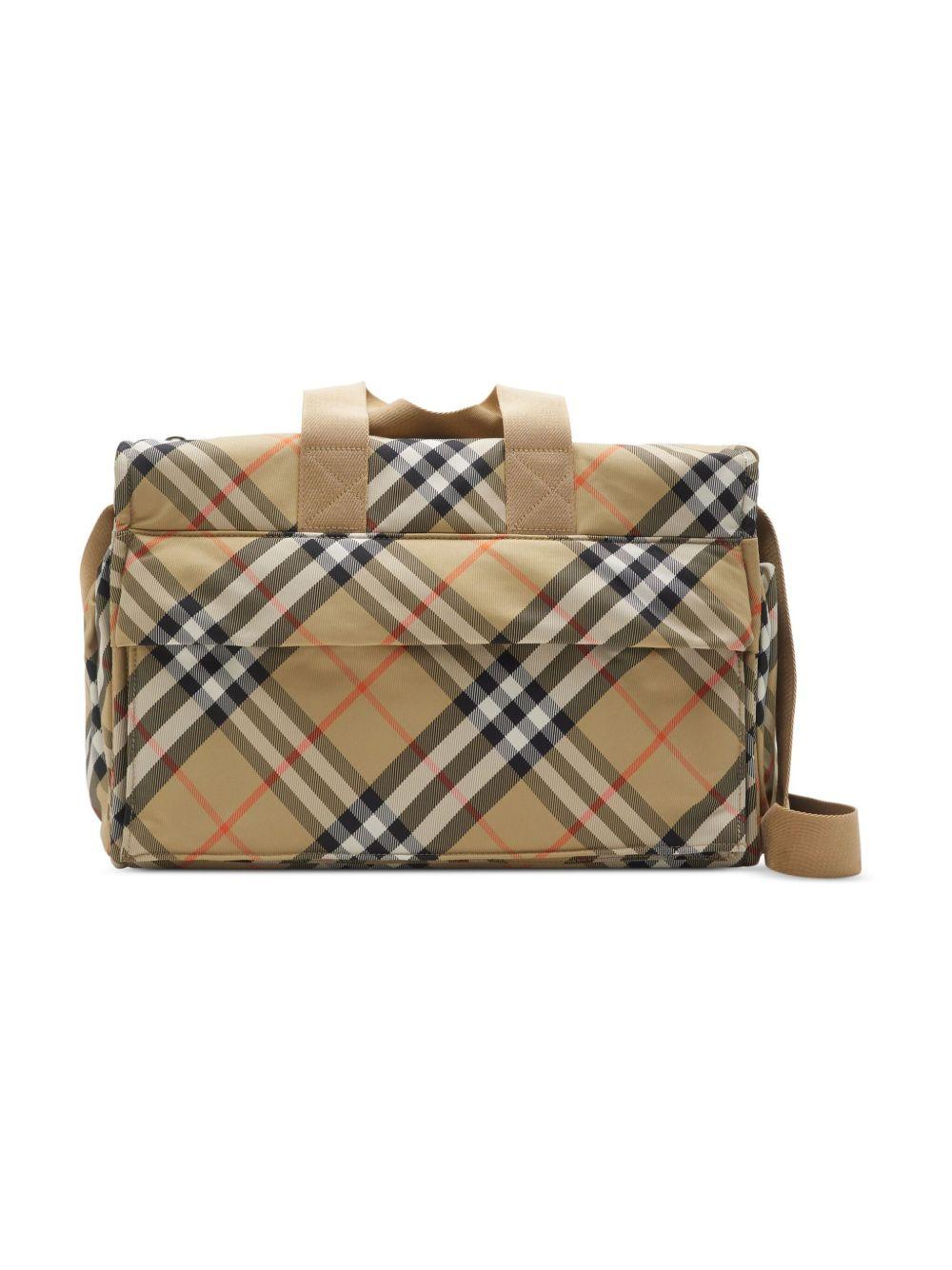 Borsa fasciatoio per neonati Burberry Kids marrone a quadri con scomparto laterale 8100214 B9368 BURBERRY KIDS 