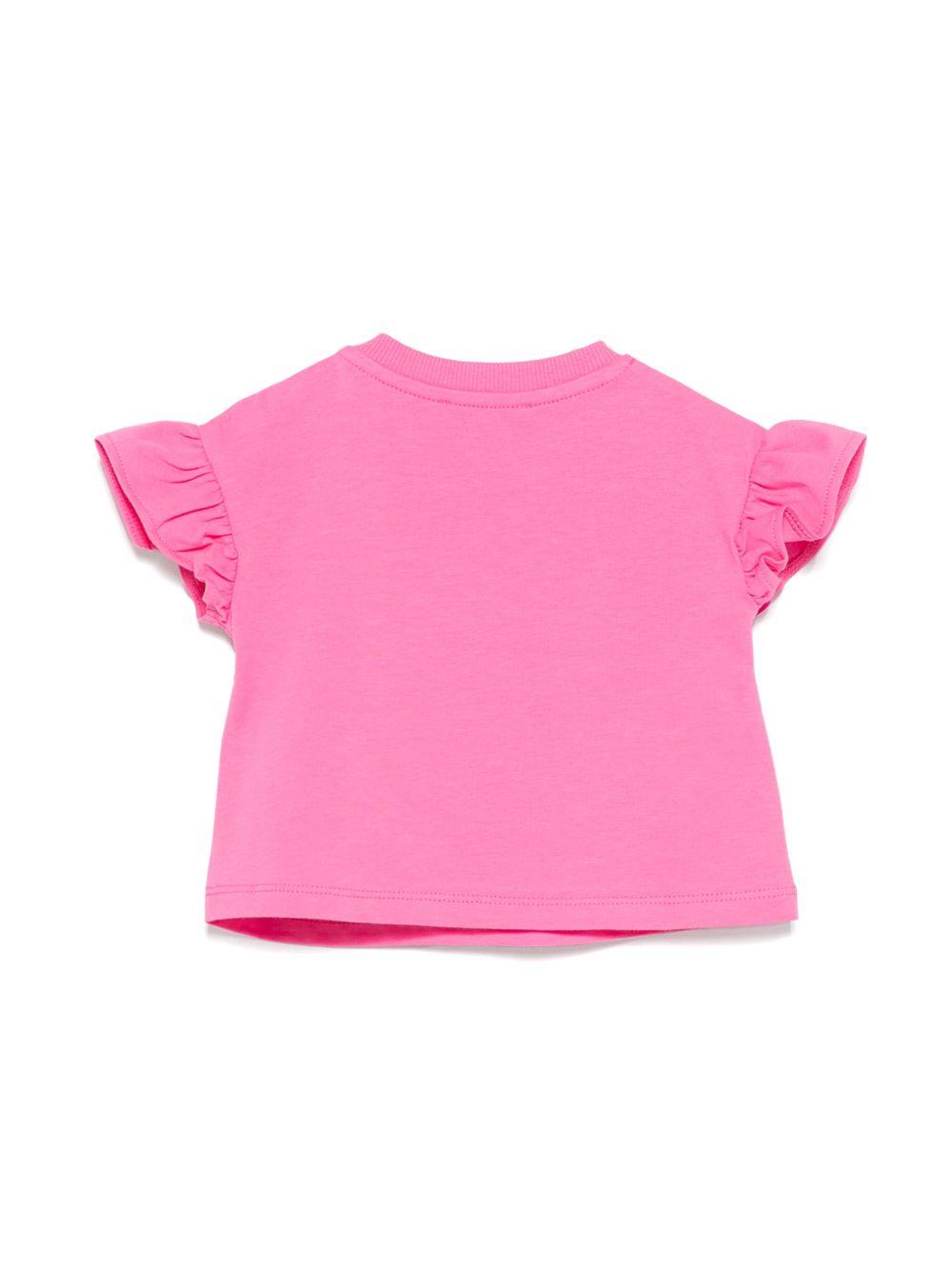 T-shirt con stampa Teddy Bear per neonata Moschino Kids rosa con orlo dritto MDM03JLBA00 50533 MOSCHINO KIDS 