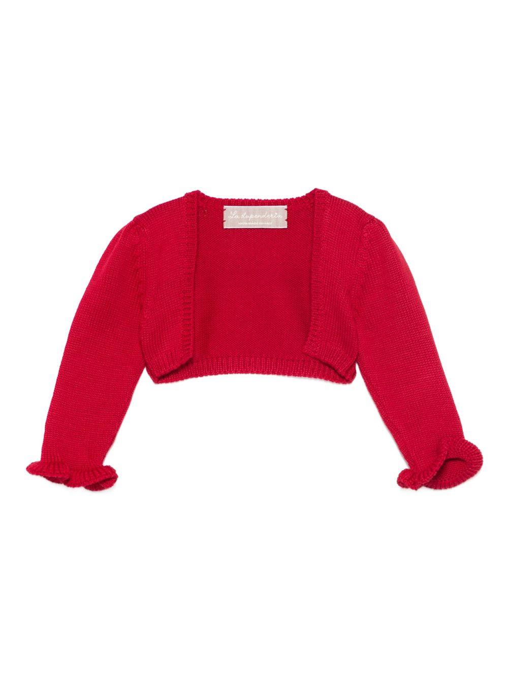 Cardigan per neonata La Stupenderia rosso con volant 1WCSP62 826 LA STUPENDERIA 