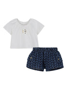 Set t-shirt e shorts per neonata Michael Kors Kids bianco e blu con stampa a fantasia R30614 Z10 MICHAEL KORS KIDS 
