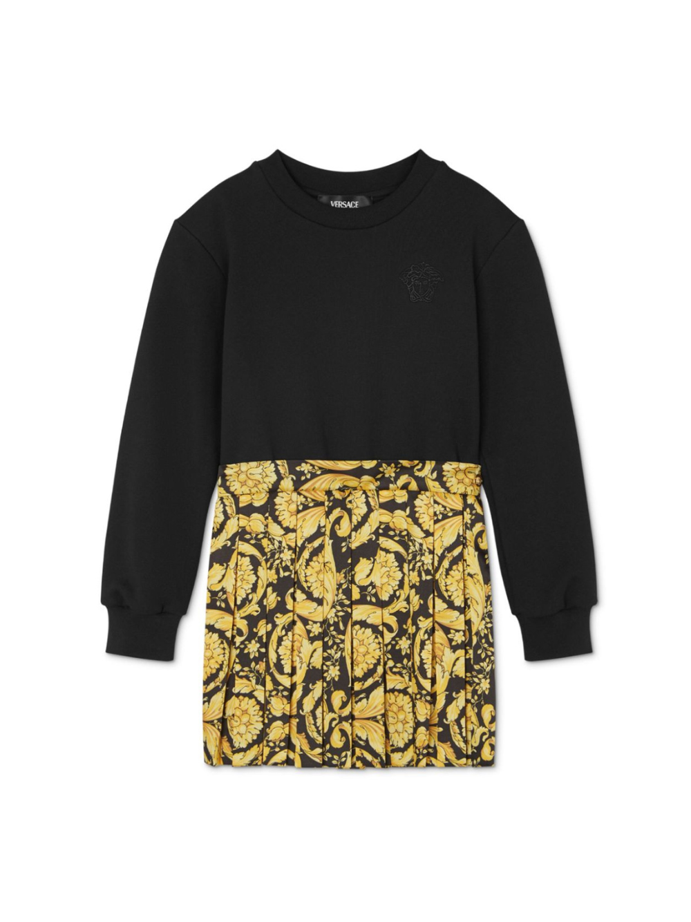 Abito con stampa barocca per bambina Versace Kids multicolor con girocollo 10163401A11438 2B130 VERSACE KIDS 