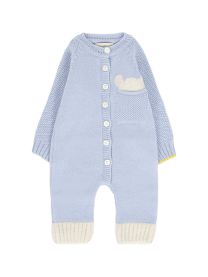 Gensami Kids baby blue romper with button closure