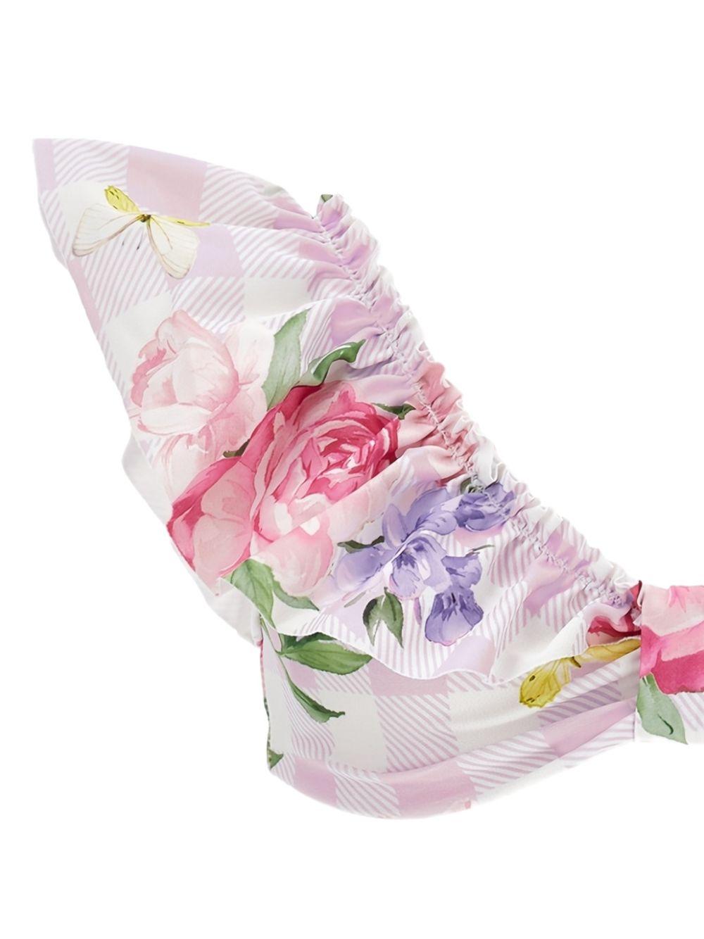 Bikini a fiori per bambina Monnalisa rosa con ruches 19G002 7052 0090 MONNALISA 