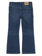 Jeans svasati con ricamo per bambina Tommy Hilfiger Junior blu con passanti KG0KG08011 1BM TOMMY HILFIGER JUNIOR 