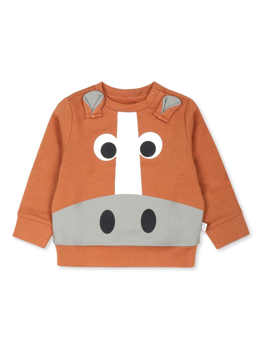 Felpa per neonato Stella McCartney Kids Horse Graphic marrone con motivo equestre TV4550 Z0453 317 STELLA McCARTNEY KIDS 