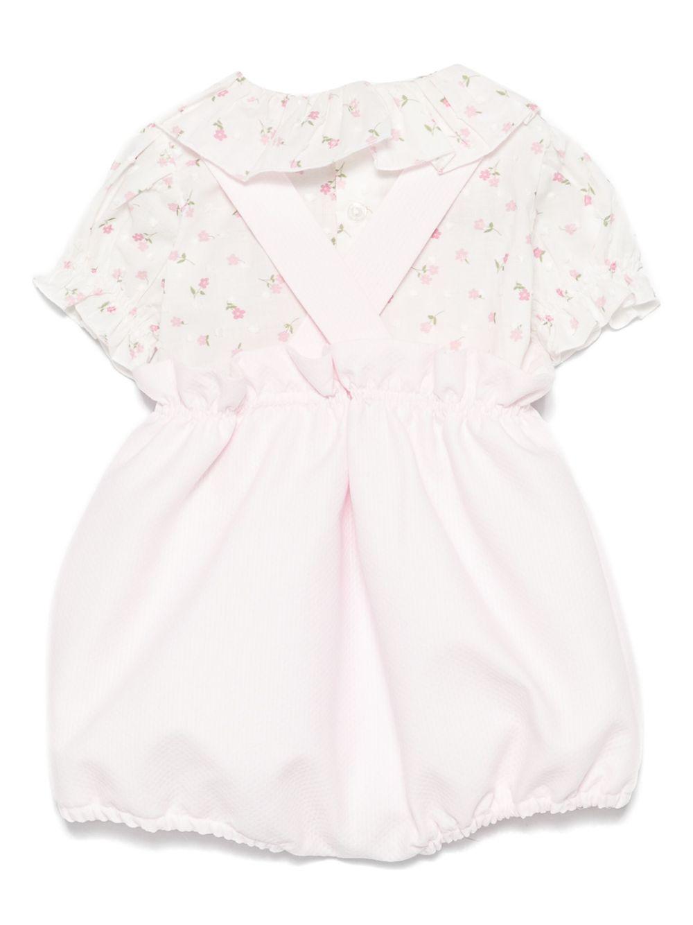 Set top e shorts per neonata La Stupenderia rosa a fiori con cinturini con bottone TBCT58 P07 LA STUPENDERIA 