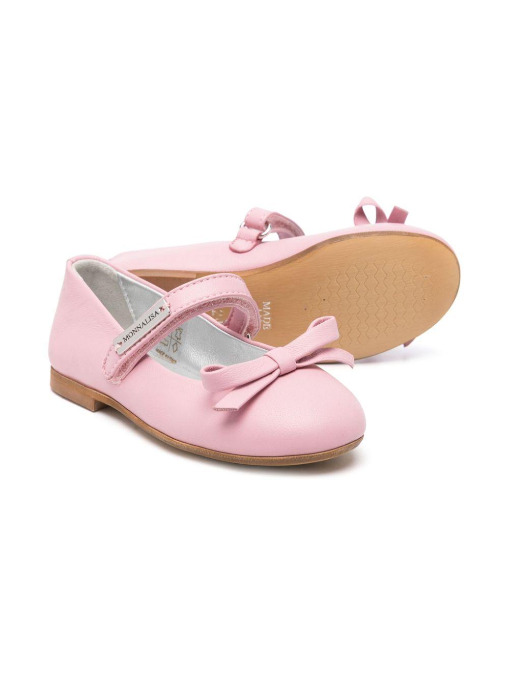 Ballerine per bambina Monnalisa rosa in pelle con chiusura frontale a strappo 8CE000 5730 0090 MONNALISA 