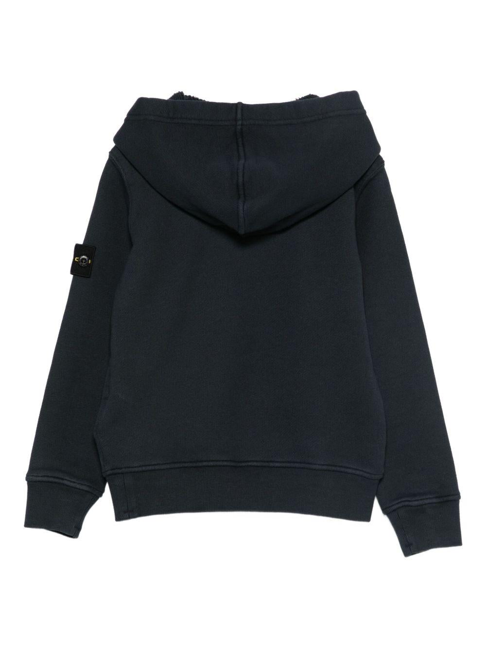 Felpa per bambino Stone Island Junior blu con patch bussola K2S166100017S0045 V0120 STONE ISLAND JUNIOR 