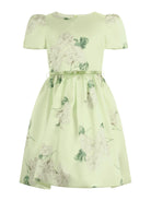 Abito per bambina Monnalisa verde con stampa grafica a fiori con cintura 71G907 7650 0020 MONNALISA 