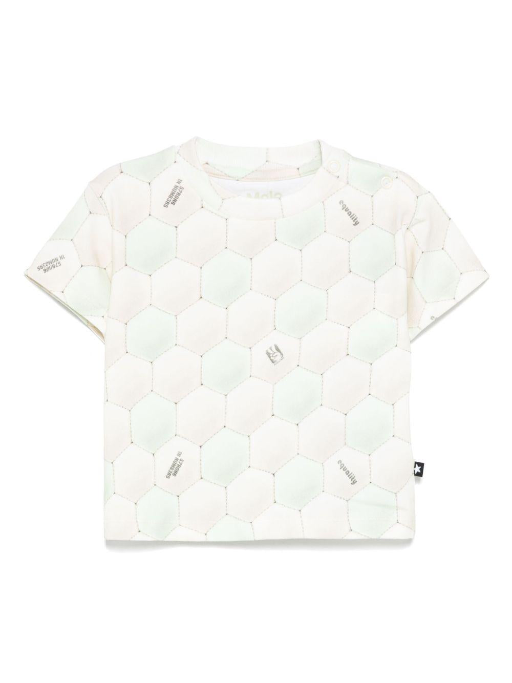 T-shirt per neonato Molo Riley beige con stampa all-over 6S25A202 9288 MOLO 