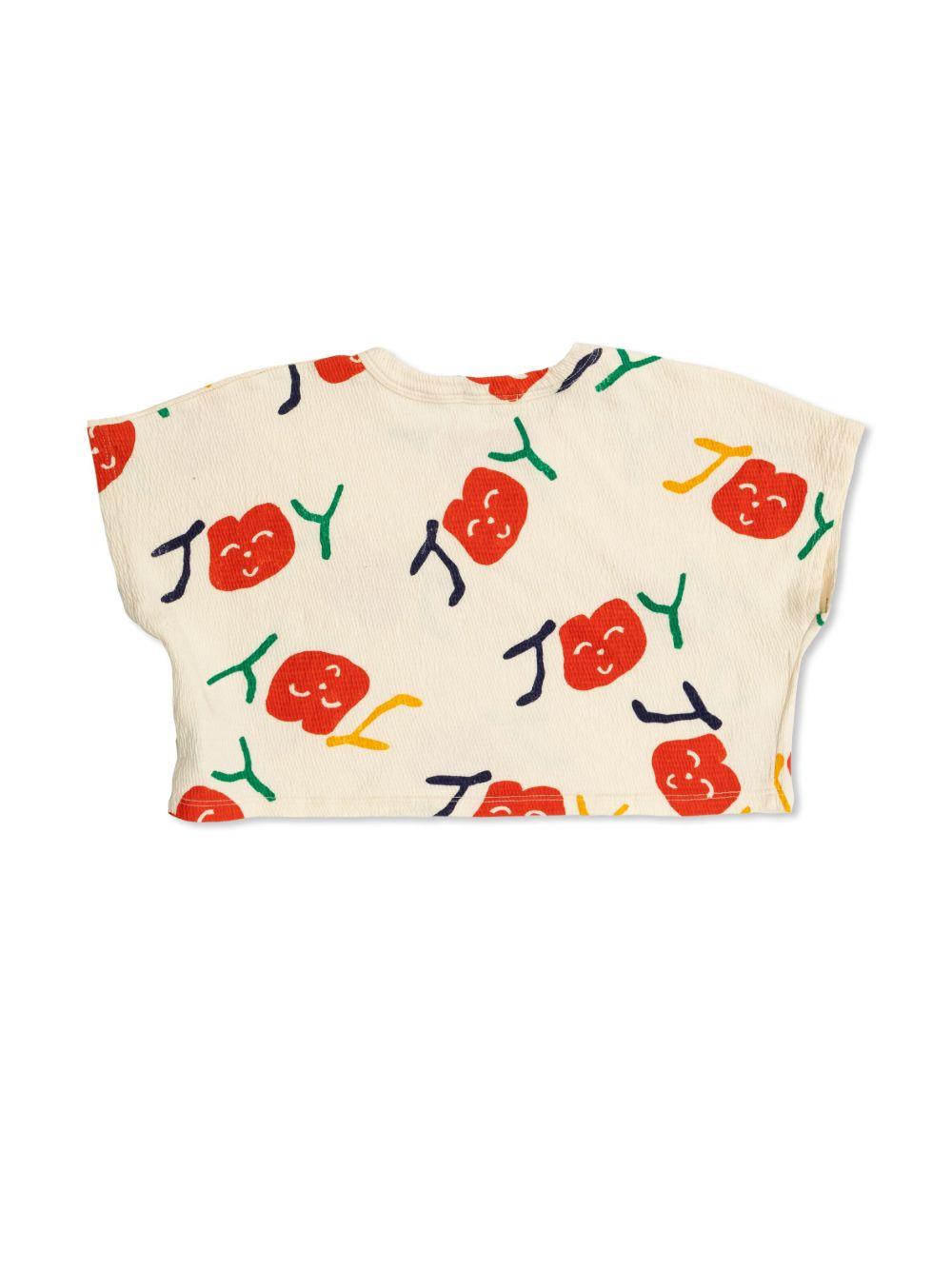 T-shirt per bambina Bobo Choses Smiling Joy beige con design crop B125AC021 199 BOBO CHOSES 