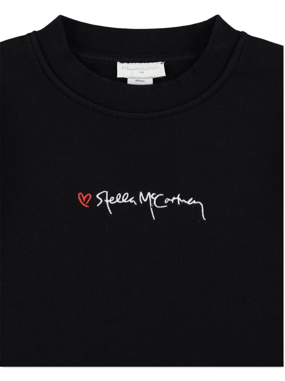 Felpa per bambina Stella McCartney Kids nera con logo ricamato sul davanti TX4C50 Z0453 961 STELLA McCARTNEY KIDS 