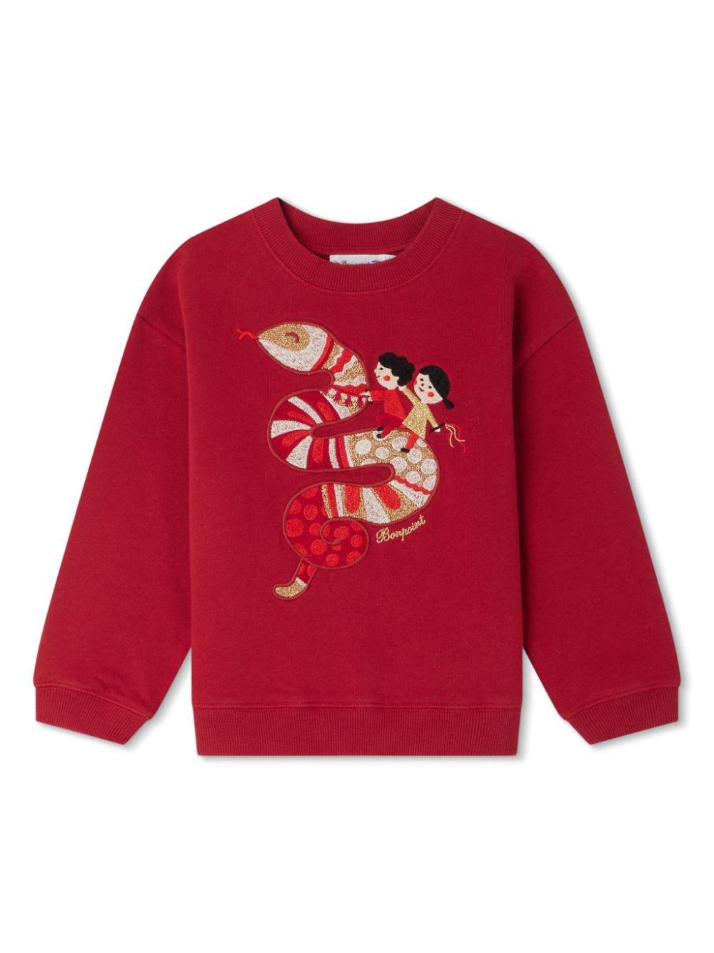 Felpa Tadda a maniche lunghe per bambino Bonpoint rosso con orlo dritto N04KSWK00001 151 BONPOINT 