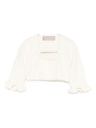 Cardigan per neonata La Stupenderia bianco con polsini arricciati 1WCSC62 802 LA STUPENDERIA 