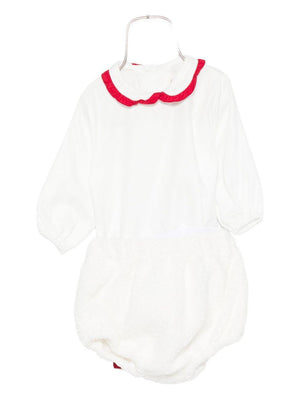 La Stupenderia white t-shirt and shorts set for newborns with bow detail