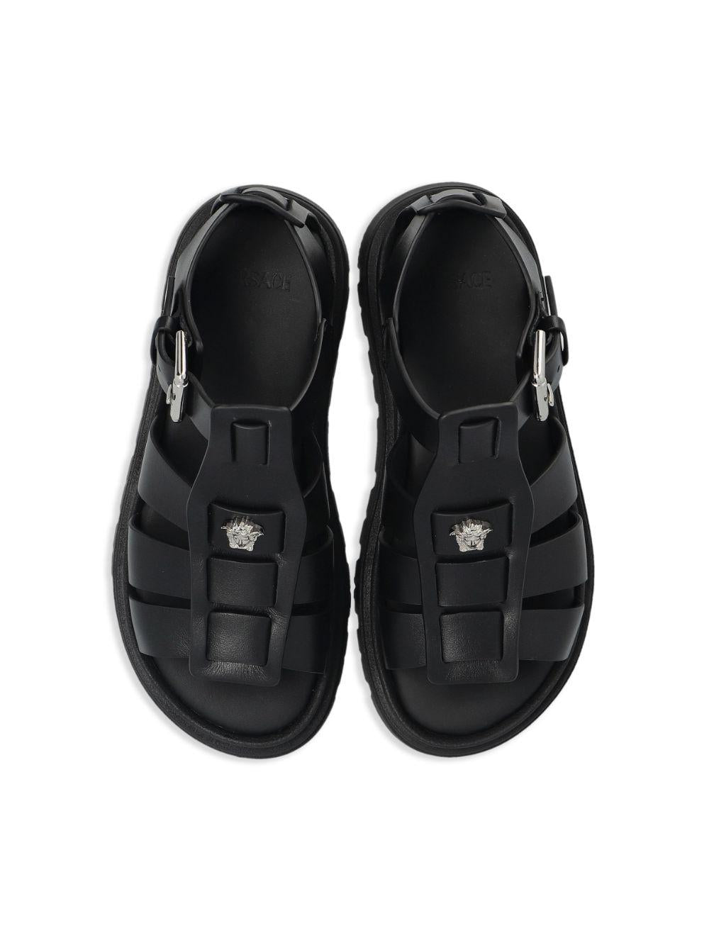 Sandali per bambina Versace Kids nero con placca Medusa 10179051A00138 1B00P VERSACE KIDS 