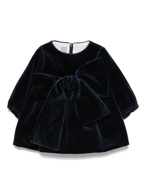 La Stupenderia baby girl's blue dress with bow detail