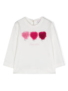 T-shirt con applicazione per neonata Monnalisa bianca con scollo rotondo 39D601 4003 0001 MONNALISA 