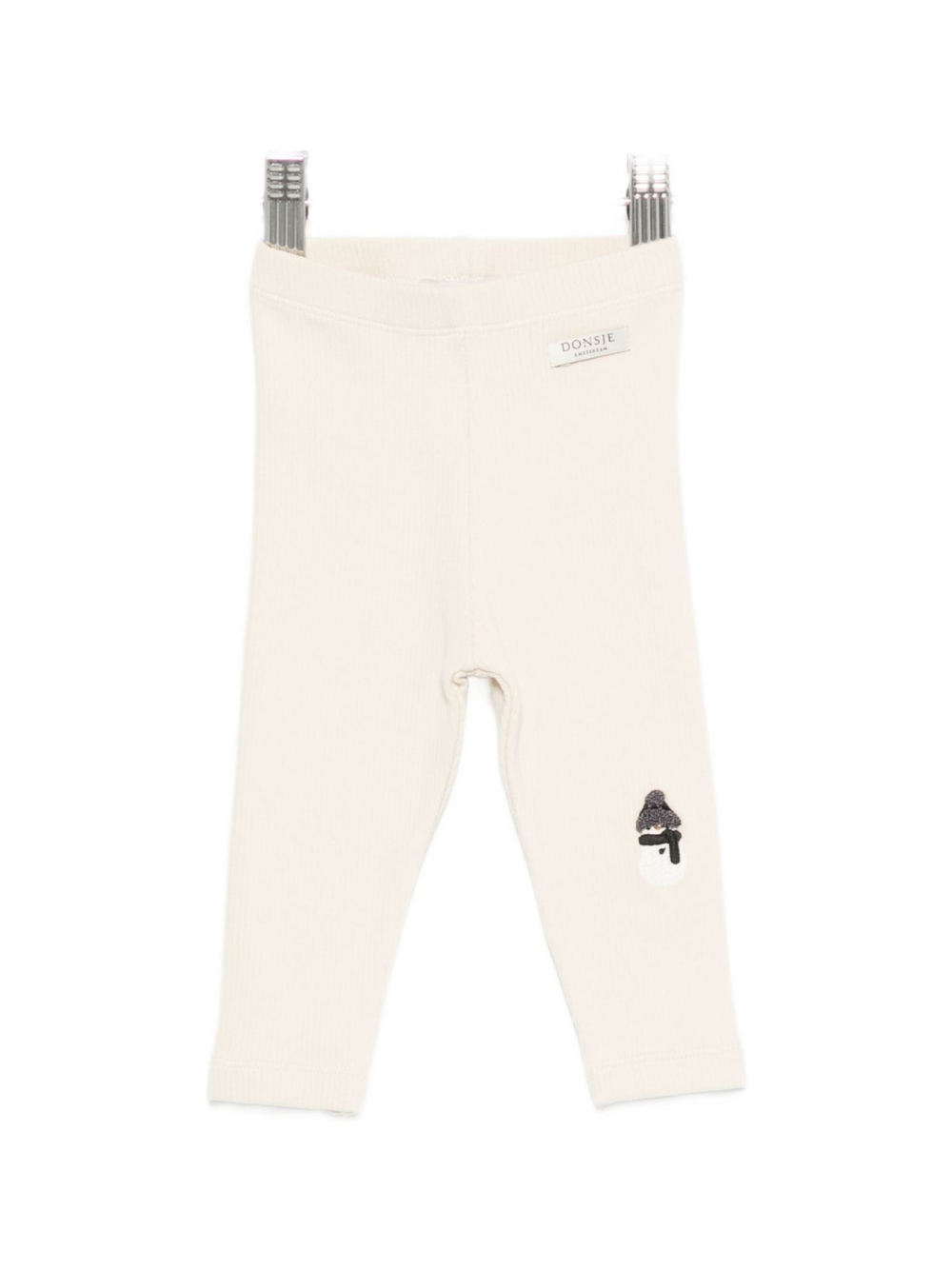 Pantaloni per neonata Donsje beige con pupazzo di neve ricamato 3042802 00004 DONSJE 
