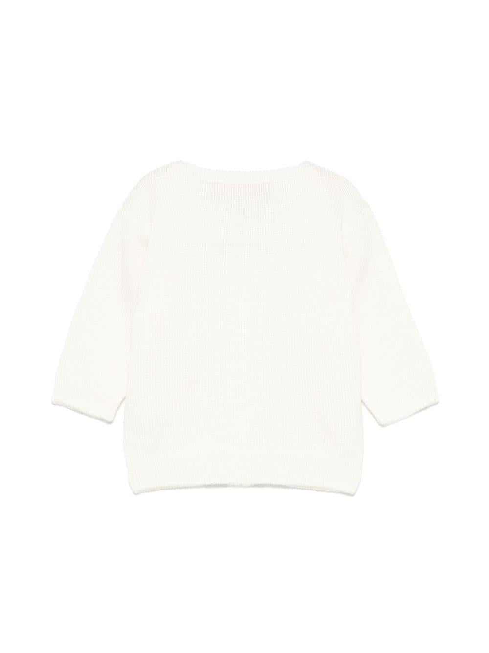 Cardigan per neonato La Stupenderia bianco con design lavorato a maglia WCCR63 802 LA STUPENDERIA 