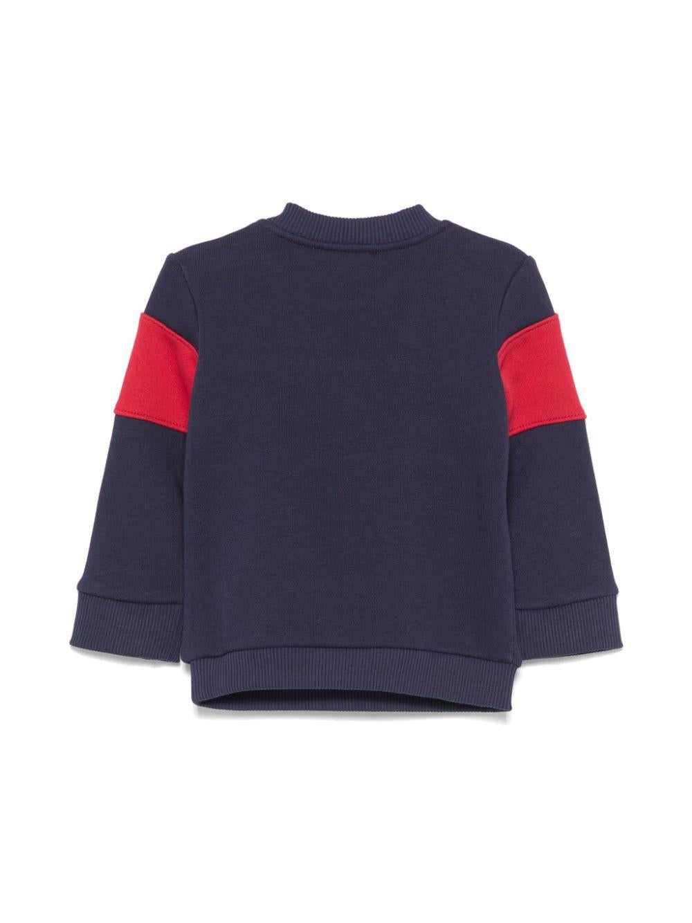 Felpa con stampa per neonato Moschino Kids blu con orlo dritto MUF05GLCA77 40016 MOSCHINO KIDS 