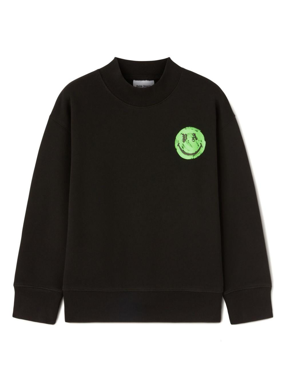 Felpa x Smiley per bambino Palm Angels Kids nero con girocollo PBBA012F24FLE007 1055 PALM ANGELS KIDS 
