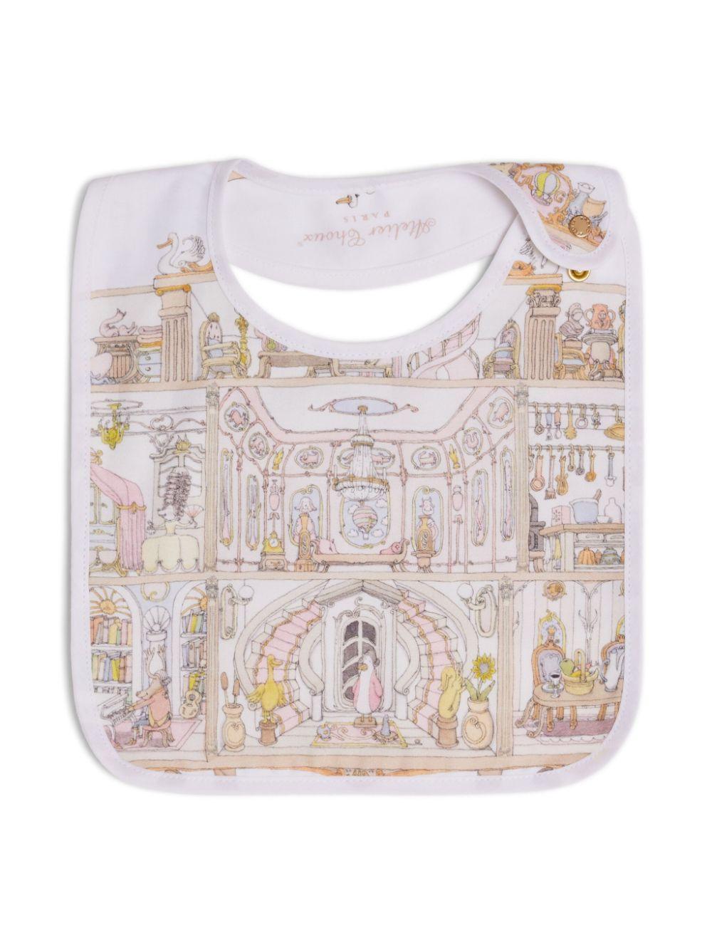 Bavaglino per neonati Atelier Choux Dollhouse bianco con stampa grafica BI-CS-DOH O-U ATELIER CHOUX PARIS 