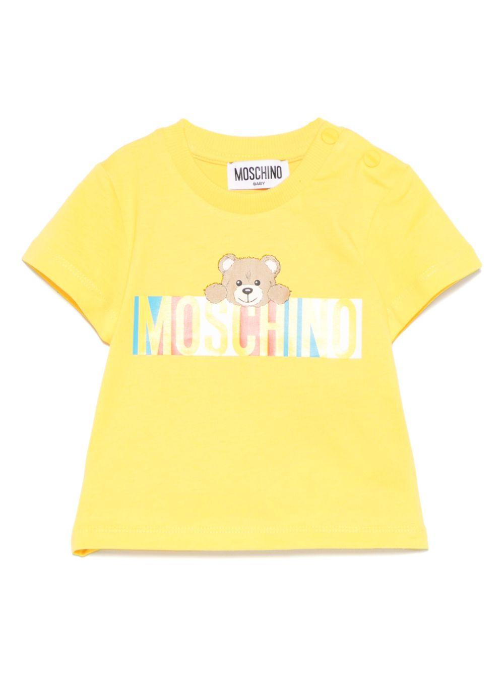 T-shirt per neonati Moschino Kids giallo con stampa Teddy Bear MUM04CLAA02 50577 MOSCHINO KIDS 
