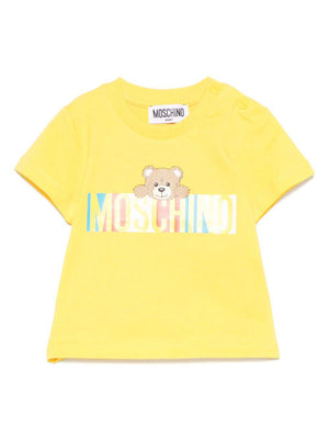 Moschino Kids yellow baby T-shirt with Teddy Bear print