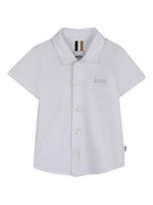 Camicia per neonato BOSS Kidswear bianca a maniche corte J52845 10P BOSS KIDS 