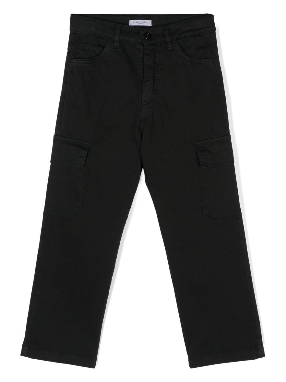 Pantaloni cargo neri per bambino con logo sul retro Paolo Pecora Kids PP3860 NERO PAOLO PECORA KIDS 