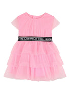 Abito per neonata Karl Lagerfeld Kids rosa con rifinitura logo Z31059 462 KARL LAGERFELD KIDS 