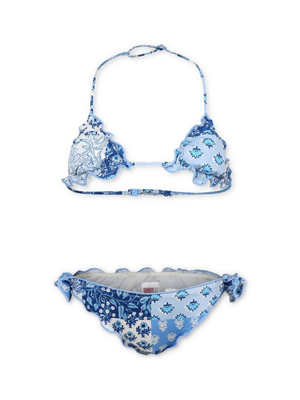 Bikini per bambina MC2 Saint Barth Kids Cris azzurro con design classico