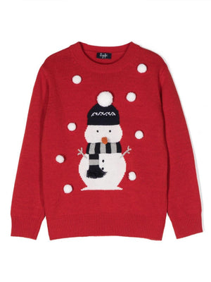 Red Il Gufo crew neck sweater for children with long sleeves