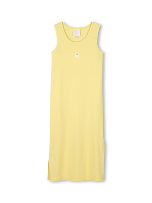 Abito a coste per bambina Givenchy Kids giallo con applicazione logo