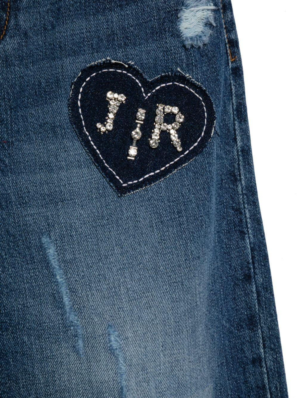 Jeans con toppa con logo per bambina John Richmond blu con effetto consumato RGA24126JE DENIM BLUE MEDIUM JOHN RICHMOND JUNIOR 