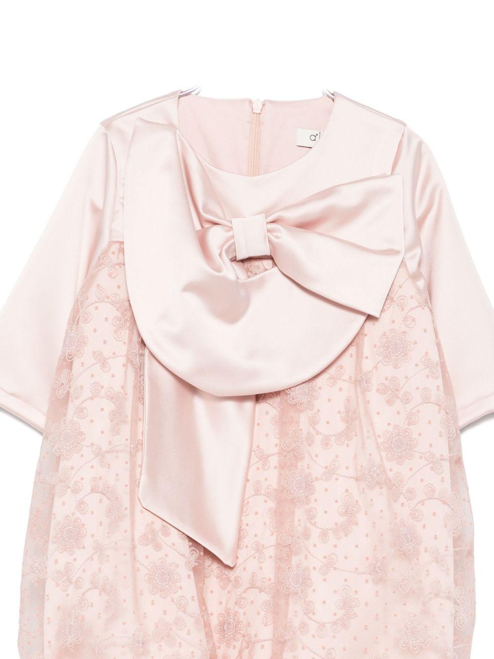 Abito per bambina A'lapage rosa con motivo floreale con rose AL14 ROSA A'LAPAGE 