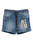 Bermuda per neonato John Richmond Junior in denim con logo RIP25048BE DENIM BLUE MEDIUM JOHN RICHMOND JUNIOR 