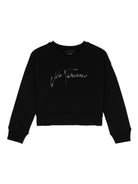 Felpa con strass per bambina John Richmond Junior nero con girocollo RGA24135FE BLACK JOHN RICHMOND JUNIOR 