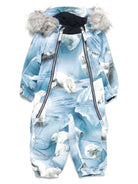 Tuta da neve per neonato Molo Box Fur azzurro con cappuccio con bordo in pelliccia 5W24N104 9111 MOLO 