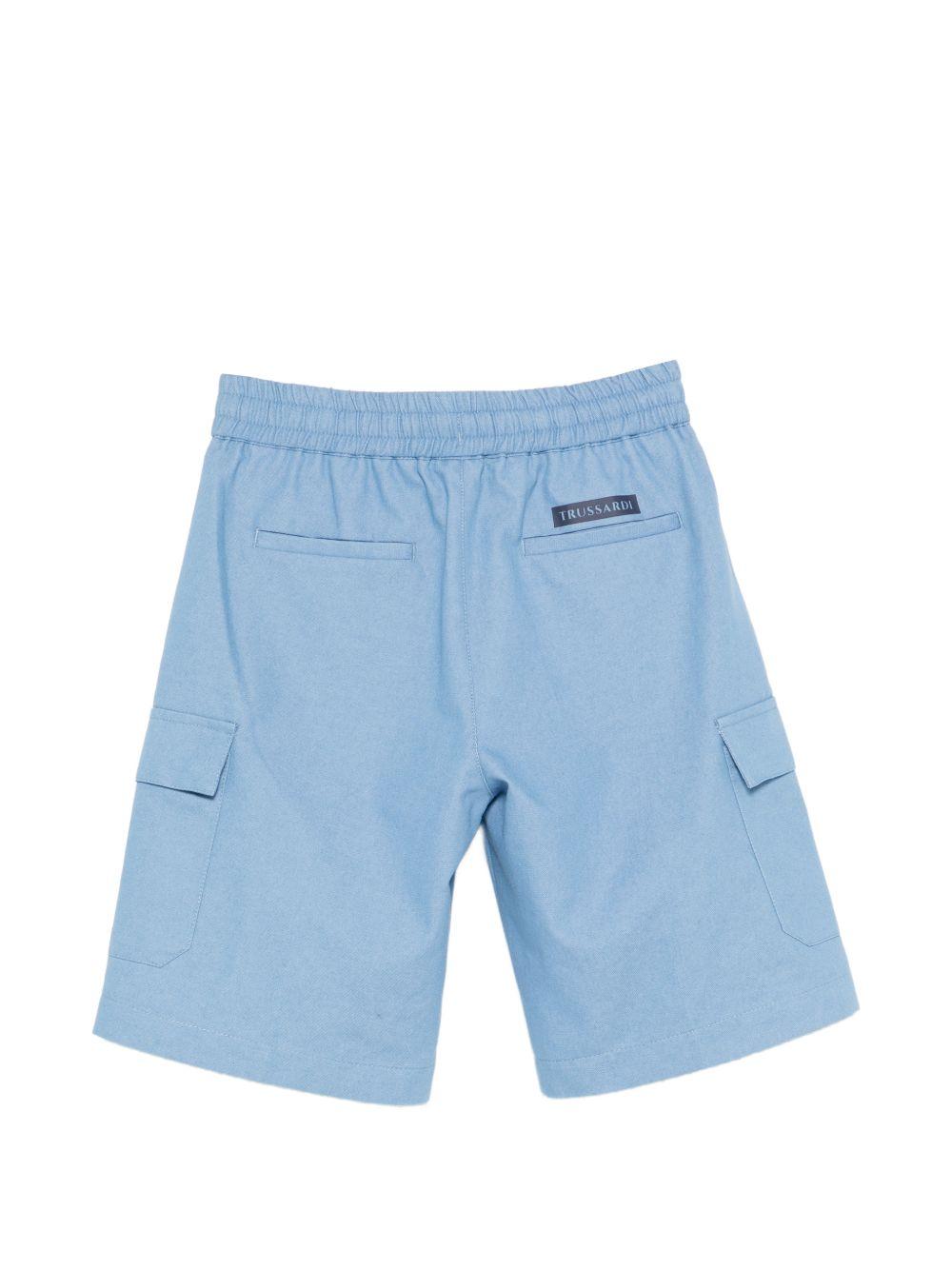 Shorts cargo per bambino TRUSSARDI JUNIOR azzurro con coulisse TBP26060BE D.BLUE B.A TRUSSARDI JUNIOR 