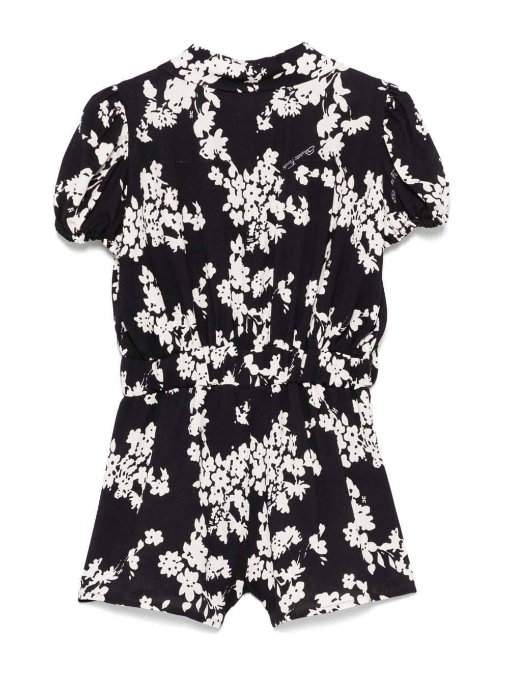 Tuta corta per bambina Elisabetta Franchi La Mia Bambina nero a fiori EFTA1040VI035 D062 ElISABETTA FRANCHI 