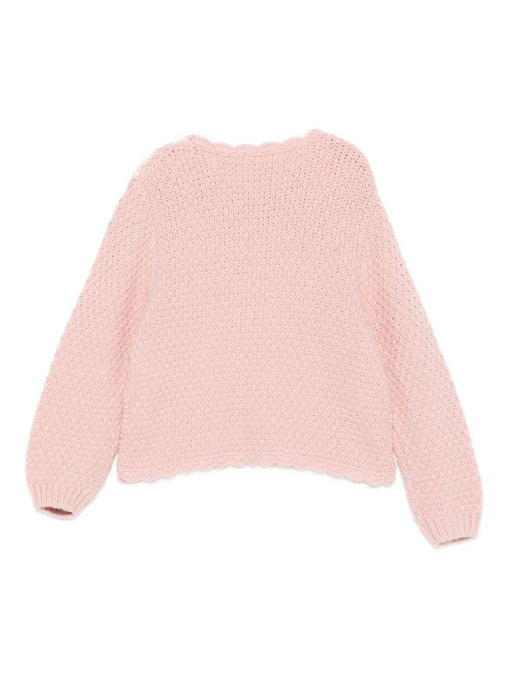 Maglione per bambina Louise Misha rosa con pannelli all'uncinetto GRC-W25-J0072 BLUSH LOUISE MISHA 