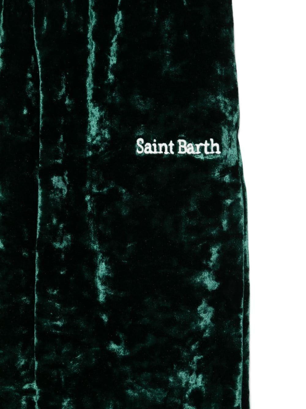 Pantaloni con velluto stropicciato per bambina MC2 Saint Barth Kids verde con gamba dritta ALC0001 00496G MC2 ST. BARTH KIDS 