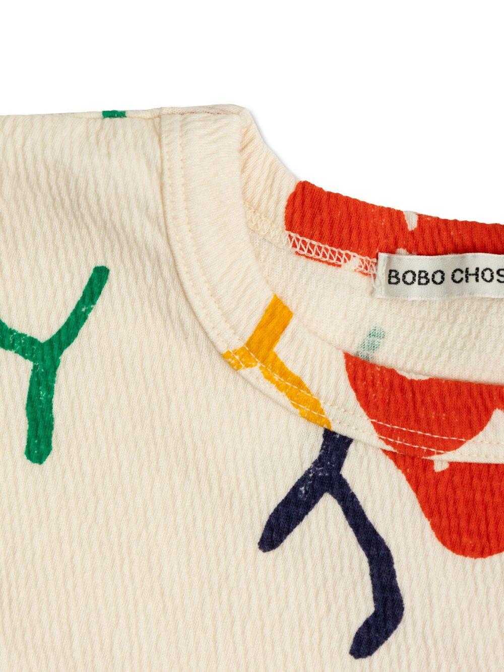 T-shirt per bambina Bobo Choses Smiling Joy beige con design crop B125AC021 199 BOBO CHOSES 