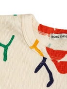 T-shirt per bambina Bobo Choses Smiling Joy beige con design crop B125AC021 199 BOBO CHOSES 
