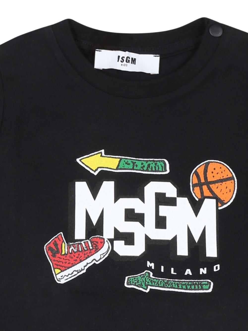 T-shirt per neonato MSGM Kids nero con stampa basket MSGM Kids Milano F4MSNBTH262 110 MSGM KIDS 