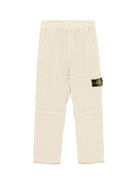 Pantaloni per bambino Stone Island Junior beige con applicazione Compass K1S163100002S0145 V0095 STONE ISLAND JUNIOR 