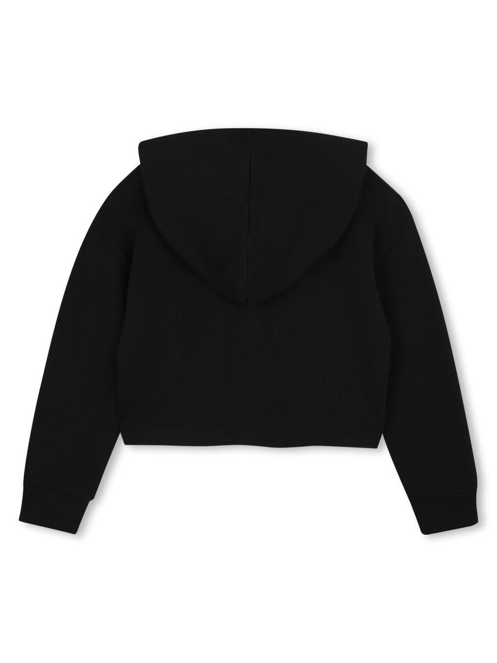 Felpa crop con cappuccio per bambina Marc Jacobs Kids nero con design crop W60536 09B THE MARC JACOBS KIDS 
