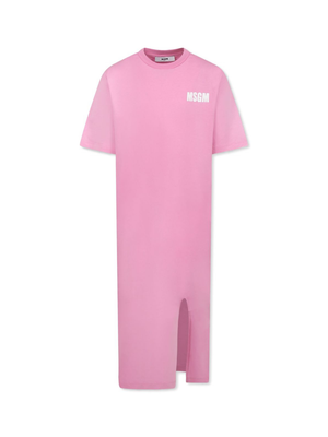 MSGM Kids pink logo dress for girls with back print